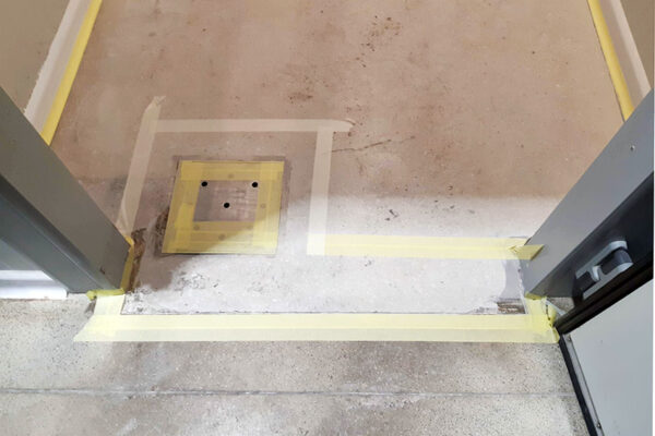 Zonas acotadas para rellenar con mortero epoxídico.